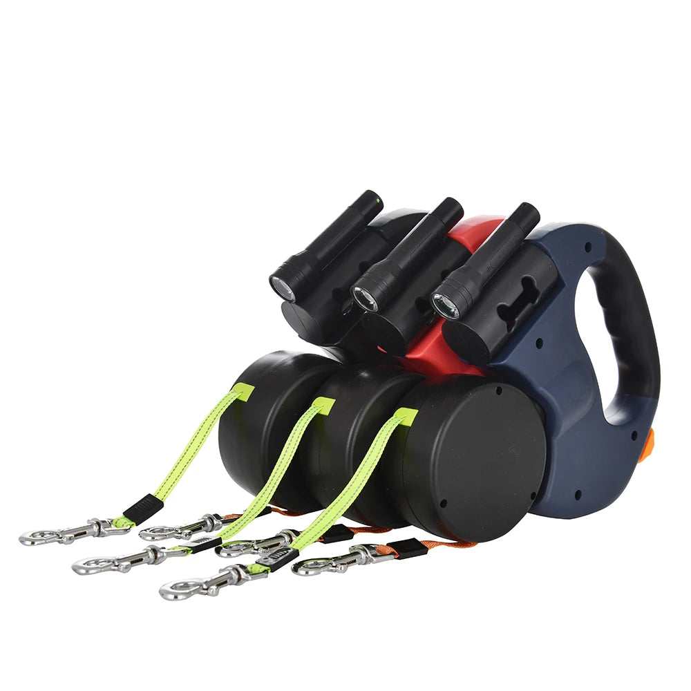 DualFlex™ – Doppelleine für 2 Hunde mit LED & Reflektor